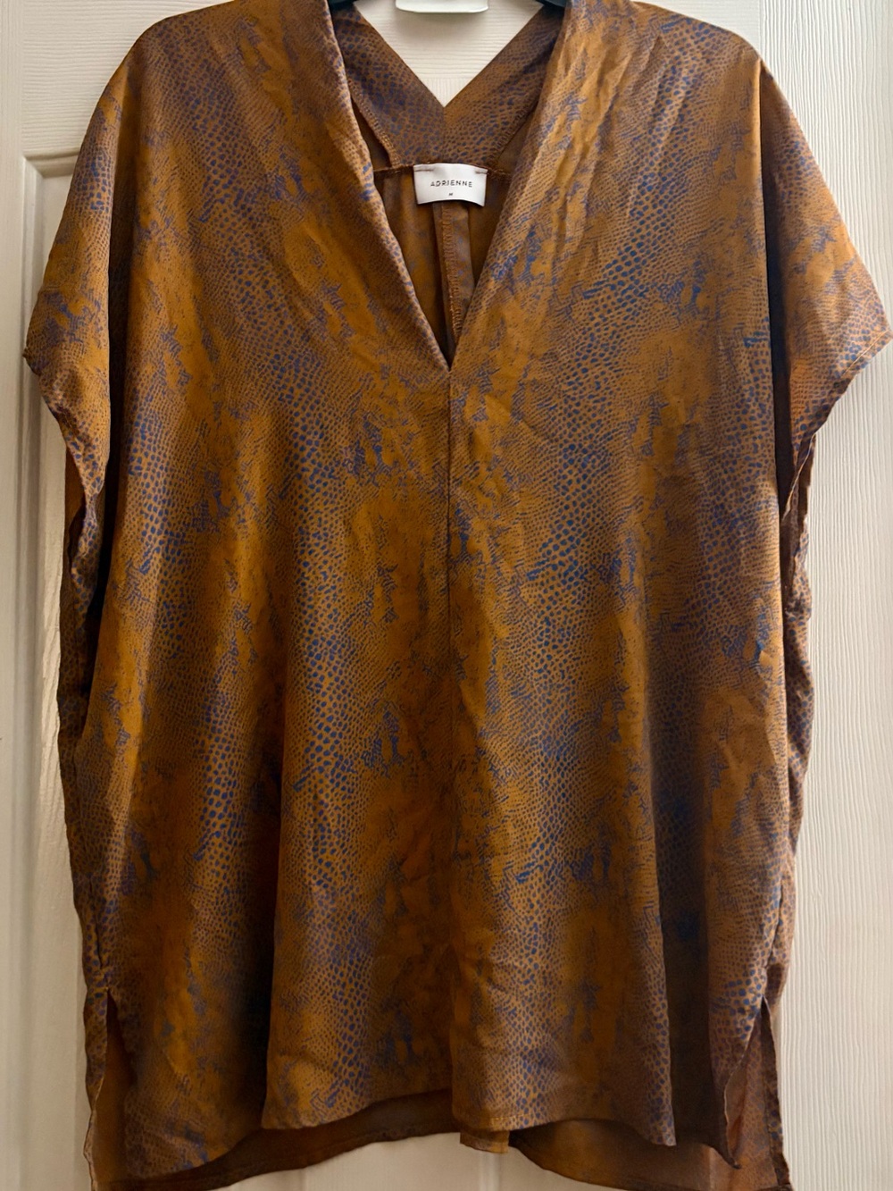 Adrienne Men’s Rust Brown & Navy Short-Sleeve Button Down Shirt